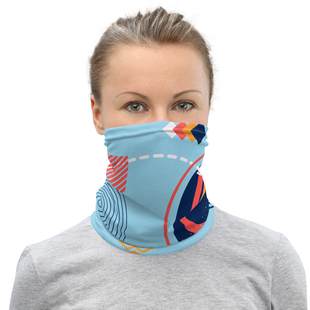 Shaped Bright Blue Neck Gaiter–It's the Holidays